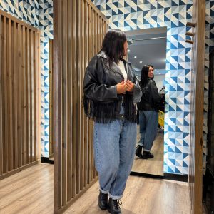 Chaqueta flecos efecto polipiel DORAM