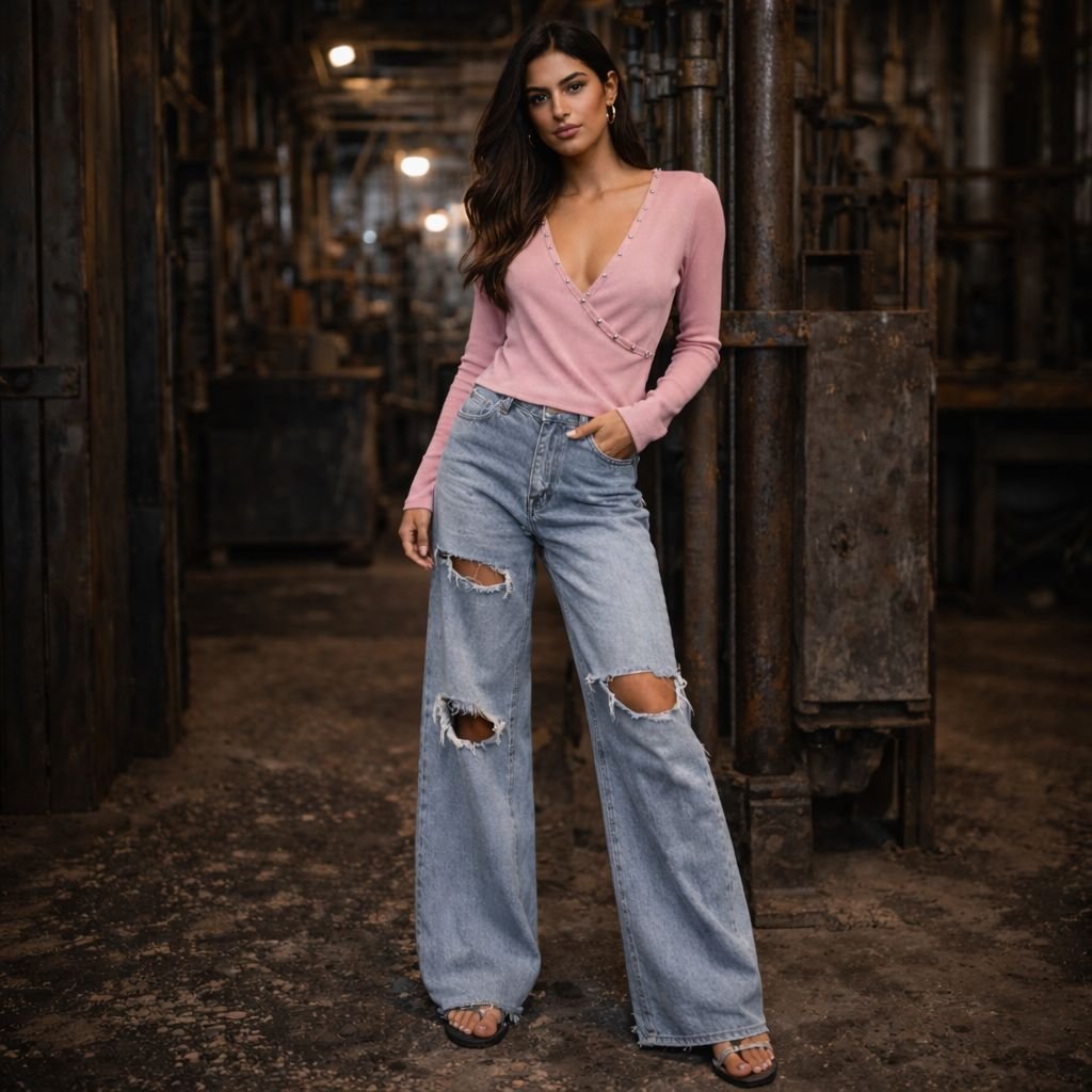 Camiseta canalé escote CRUZADO