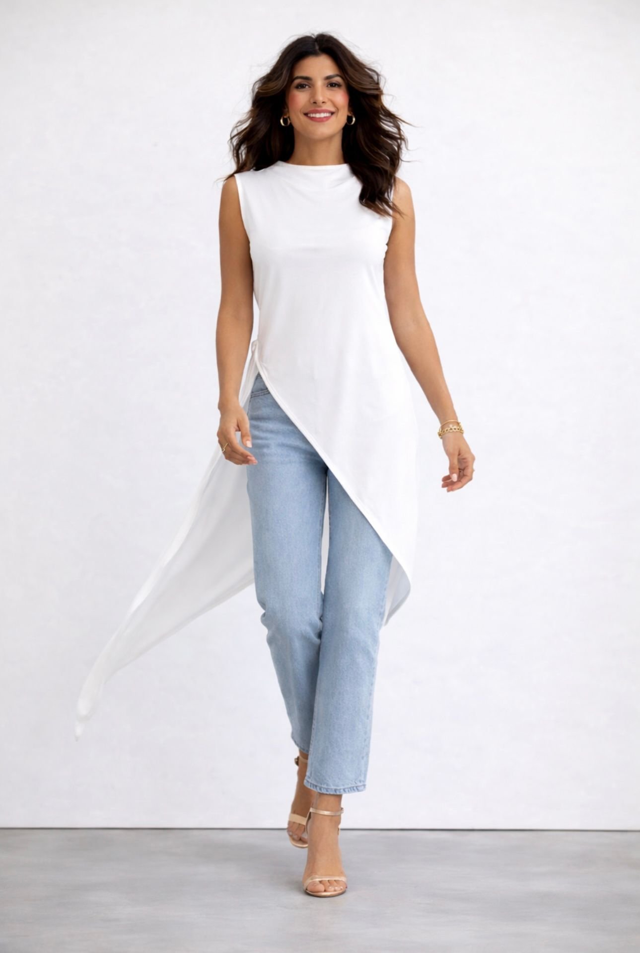 Camiseta asimétrica Larga