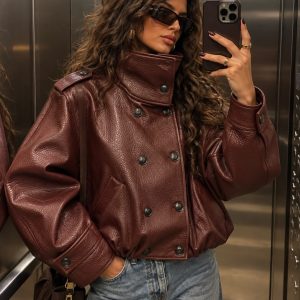 CHAQUETA BOMBER EFECTO PIEL